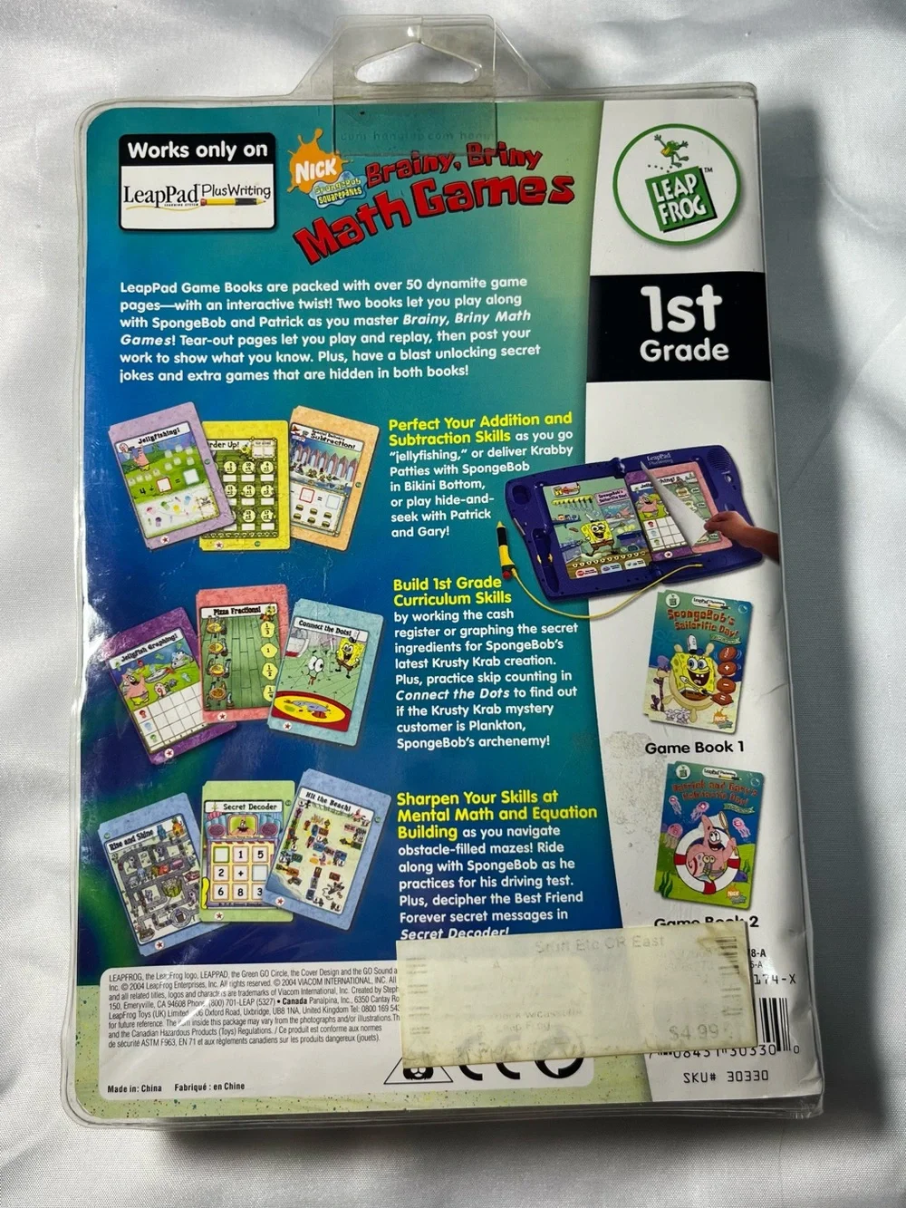 Vintage LeapFrog LeapPad Plus Writing Brainy Briny Math 1st Grade SpongeBob NEW